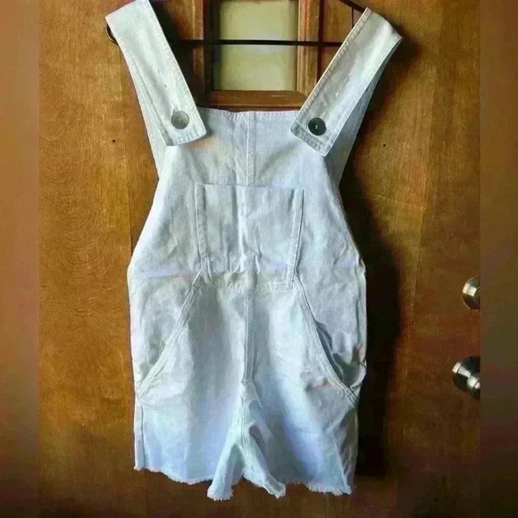 ZARA White Twill Denim Large Strap Overall - S - Picture 2 of 11